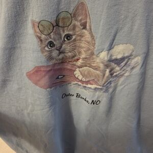 Cute Cat Graphic T-Shirt - Blue